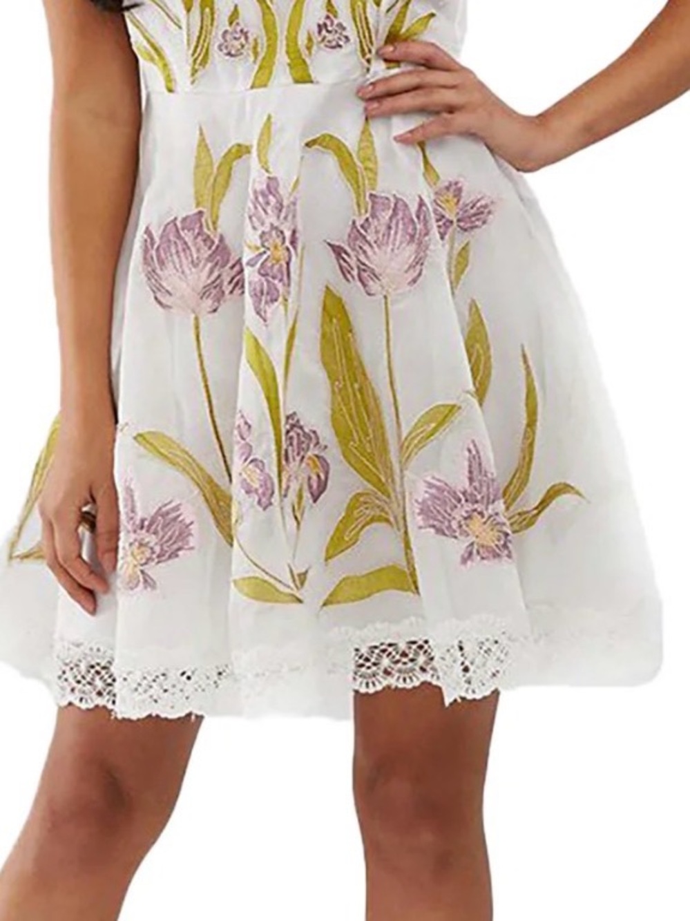 NWT size 2 ASOS White Backless Floral Embroidered Halter Dress